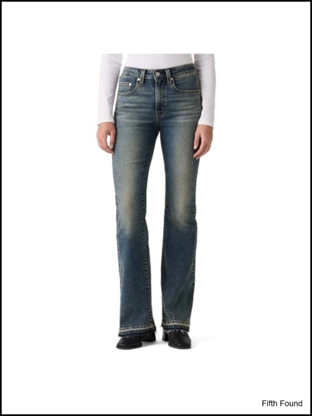 High Rise Flare Jeans Fitted Hip Thigh Flared Leg High Rise